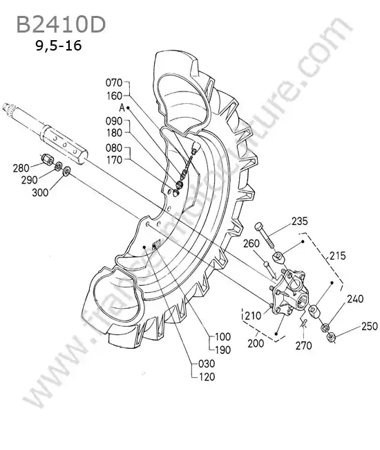 Roue arriere 95-16 KUBOTA B2410