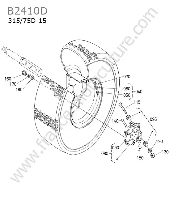 Roue arriere 315/75d-15 KUBOTA B2410