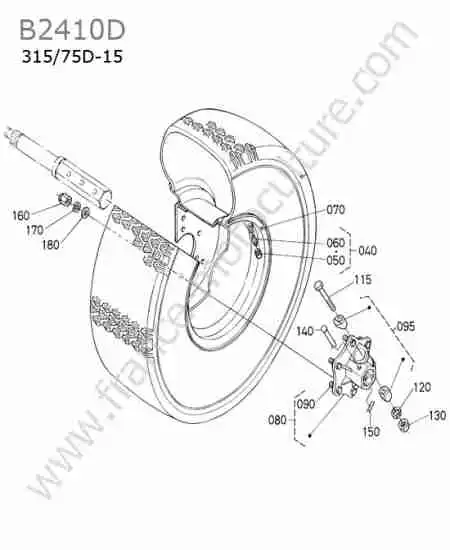 KUBOTA - B2410 : Roue arriere 315/75d-15
