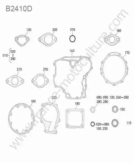 KUBOTA - B2410 : Pochette joints inferieurs