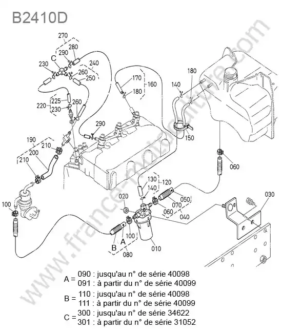 Tuyau carburant > 30066 KUBOTA B2410