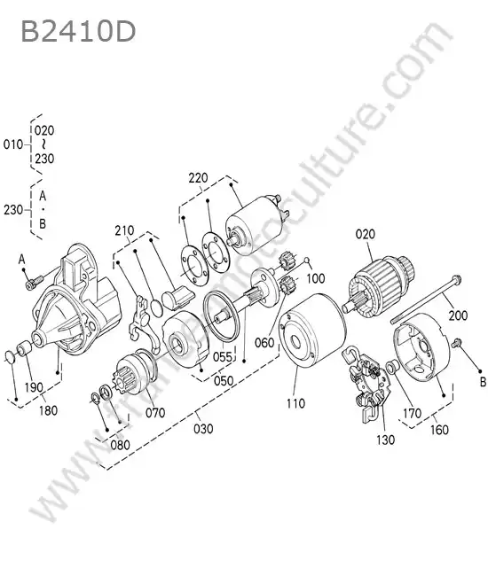 Demarreur - details KUBOTA B2410