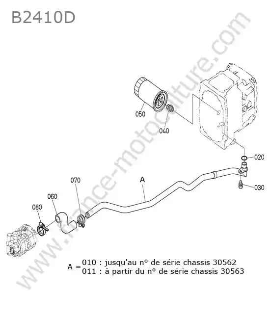 Circuit aspiration KUBOTA B2410