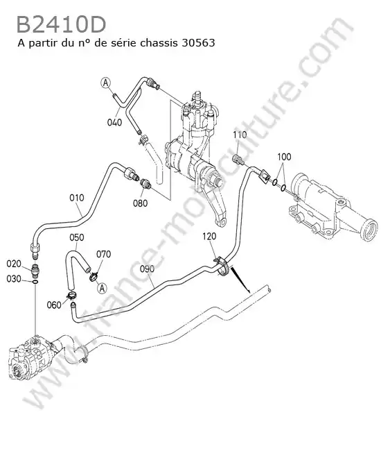 Tuyau direction >30563 KUBOTA B2410