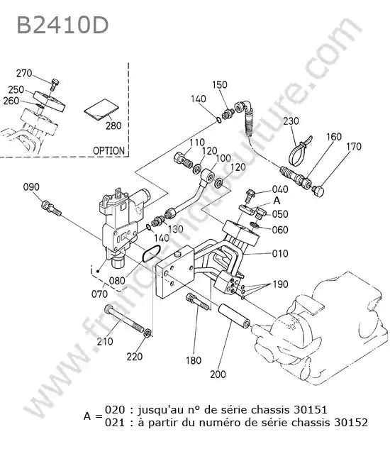 Distributeur auxiliaire KUBOTA B2410