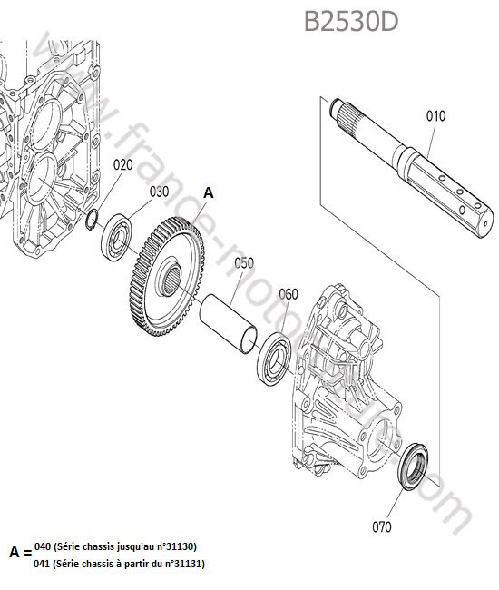 Essieu arriere gauche KUBOTA B2530