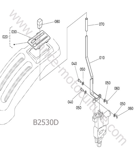 Levier distributeur auxiliaire KUBOTA B2530