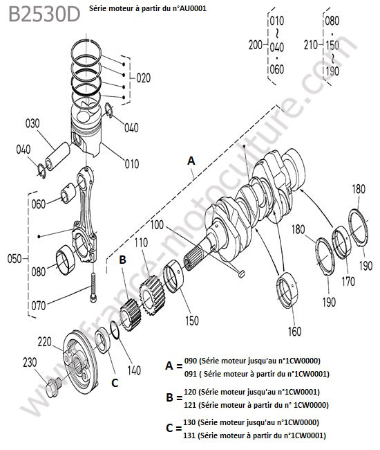 Pistons - vilebrequin 2 KUBOTA B2530