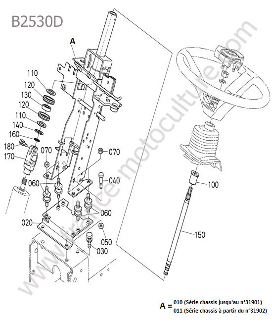 Colonne direction KUBOTA B2530
