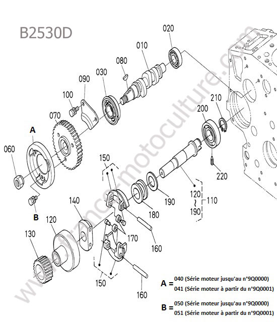 Arbre cames - pompe injection KUBOTA B2530