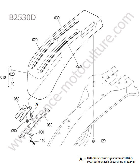 Guide levier gauche KUBOTA B2530