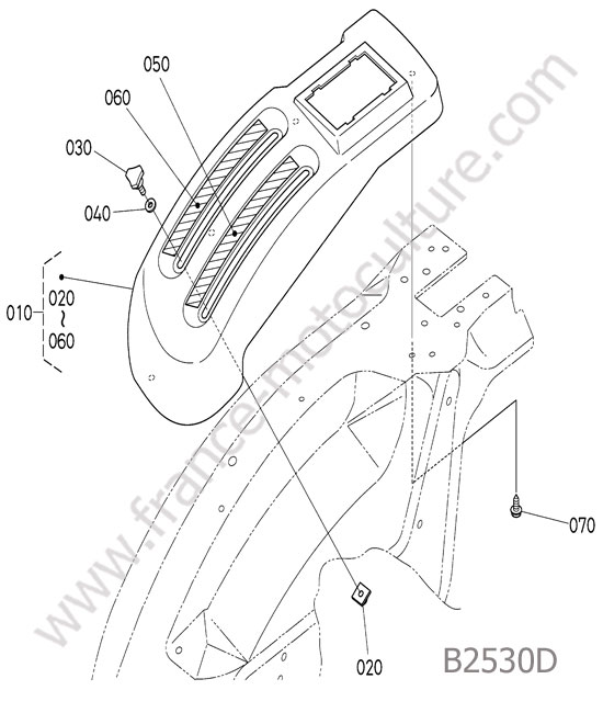 Guide levier droit KUBOTA B2530