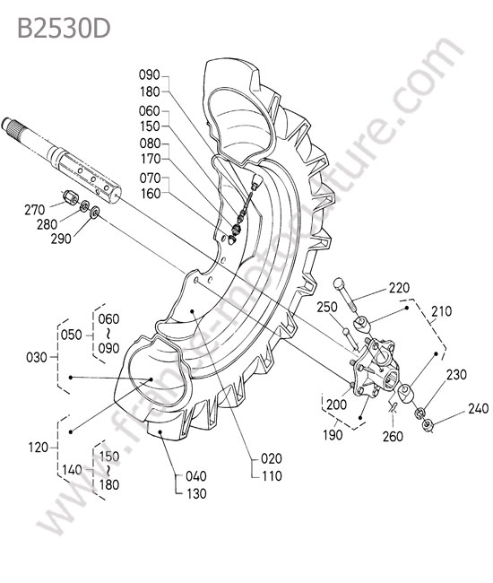 Roue arriere 9.5-16 KUBOTA B2530