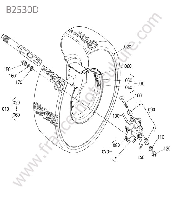 Roue arriere 315/75d-15 KUBOTA B2530