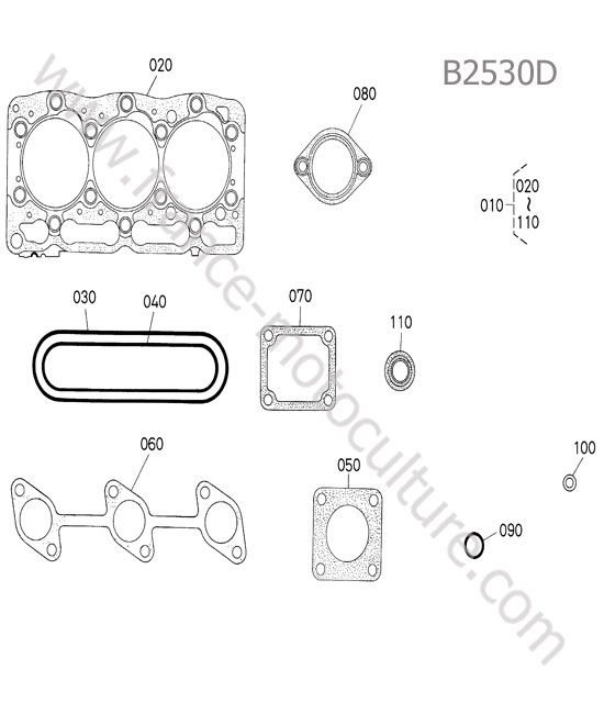 Jeu joints superieurs KUBOTA B2530