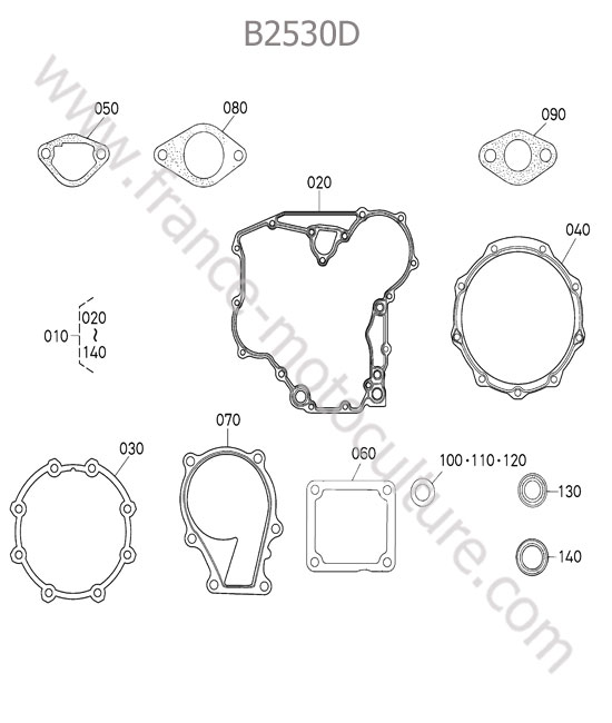 Jeu joints inferieurs KUBOTA B2530
