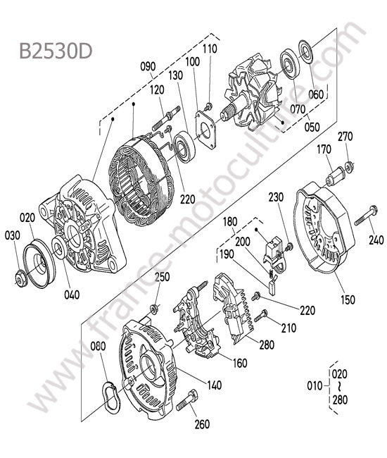 Alternateur - details KUBOTA B2530