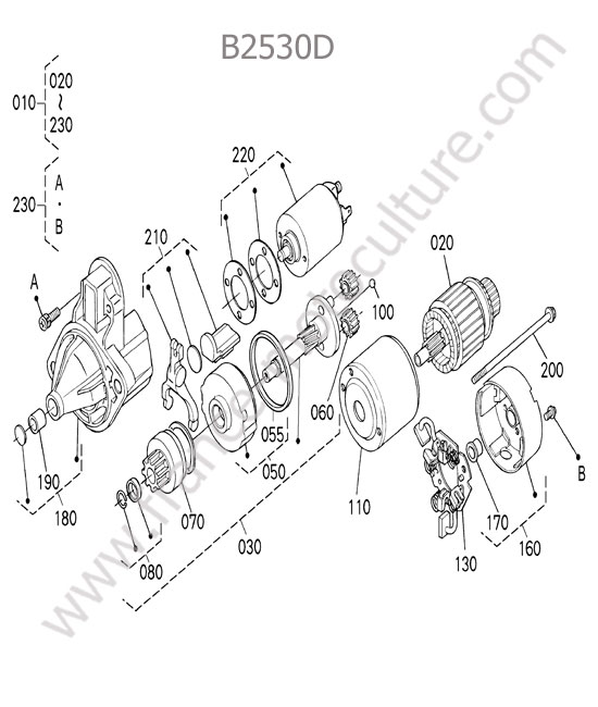Demarreur - details KUBOTA B2530