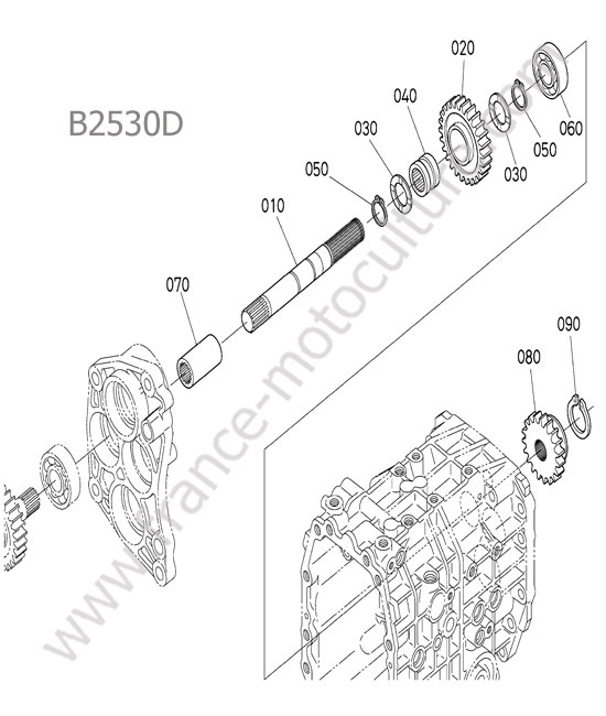 Arbre de marche arriere 2 KUBOTA B2530
