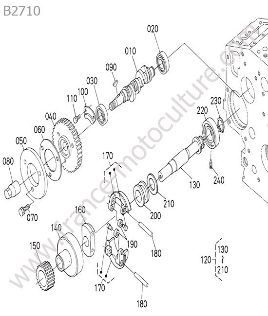 Arbre cames pompe injection KUBOTA B2710