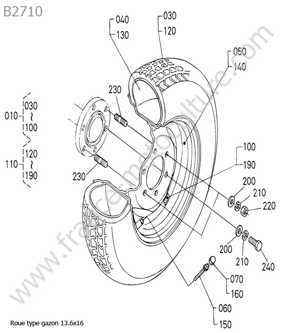 Roue arriere - gazon KUBOTA B2710