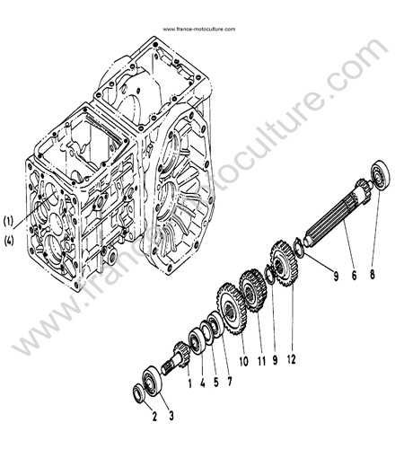 Arbre-pignon 1/4 KUBOTA B5100