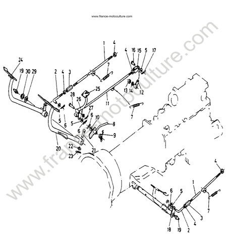 Commande freins KUBOTA B6100