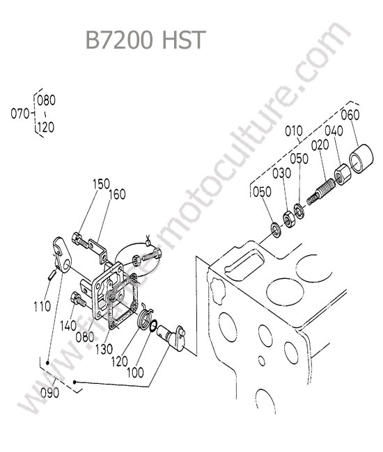 Levier arret moteur KUBOTA B7200