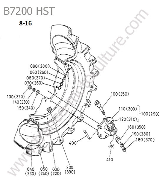 Roue arriere 8-16 KUBOTA B7200