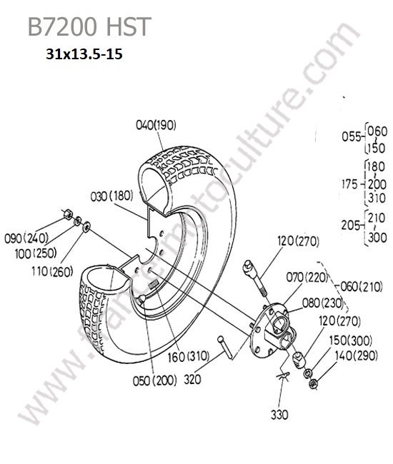 Roue arriere 31x13.5-15 KUBOTA B7200