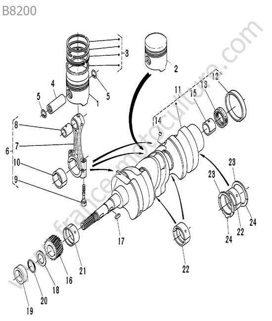 Piston / vilebrequin KUBOTA B8200
