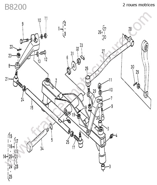Essieu avant (2 roues motrices) KUBOTA B8200