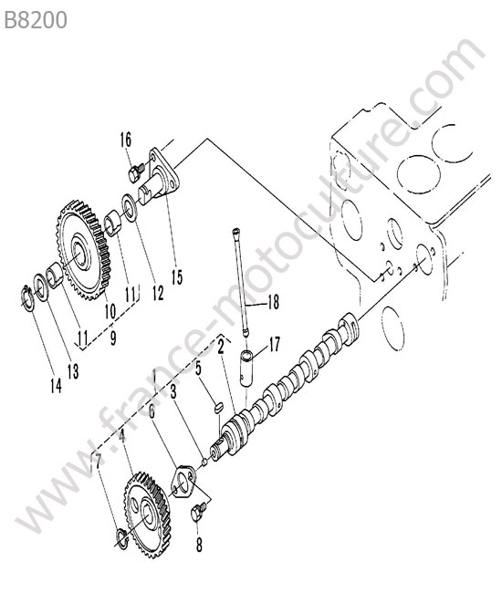 Arbre cames KUBOTA B8200