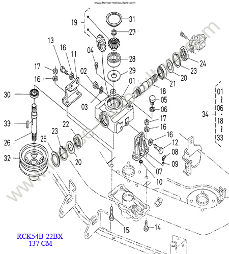 RCK54 - Renvoi angle KUBOTA BX2200
