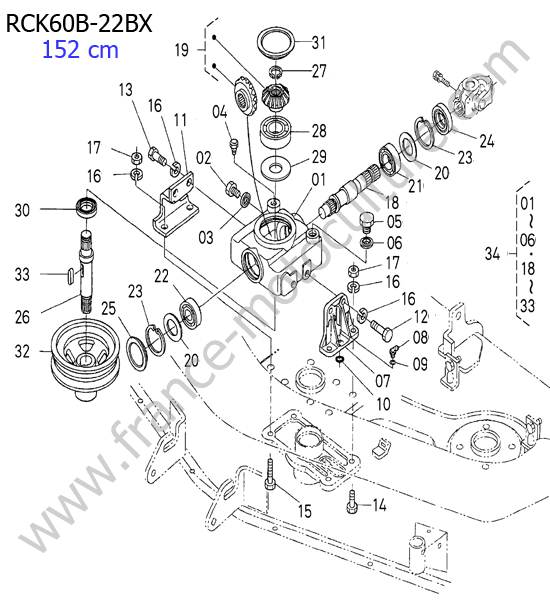 RCK60 - Renvoi angle KUBOTA BX2200