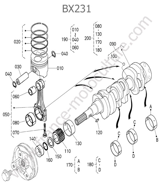 Pistons / vilebrequin KUBOTA BX231