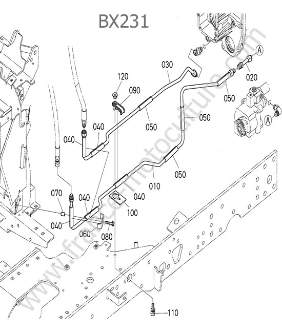 Circuit direction refoulement KUBOTA BX231