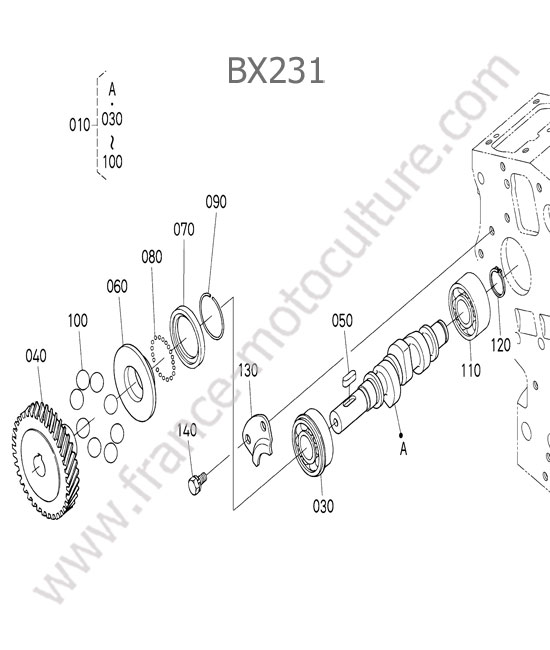 Arbre pompe KUBOTA BX231
