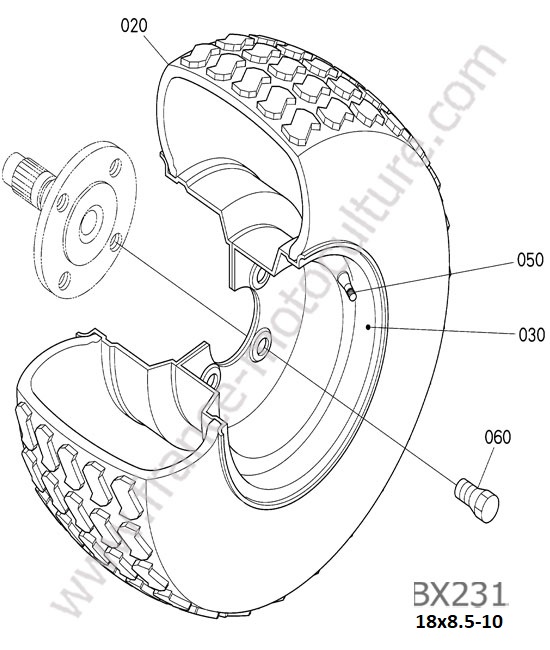 Roue avant 18x8.5-10 KUBOTA BX231