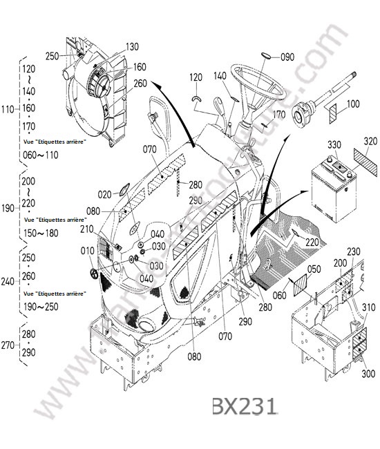 Etiquettes avant KUBOTA BX231