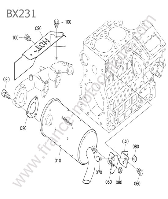 Echappement KUBOTA BX231