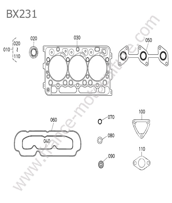 Jeu joints superieurs KUBOTA BX231