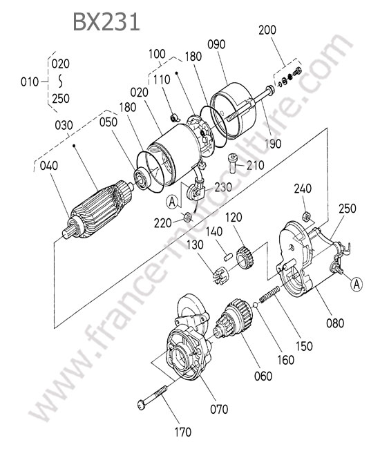 Demarreur (details) KUBOTA BX231