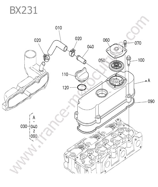Couvre culasse KUBOTA BX231