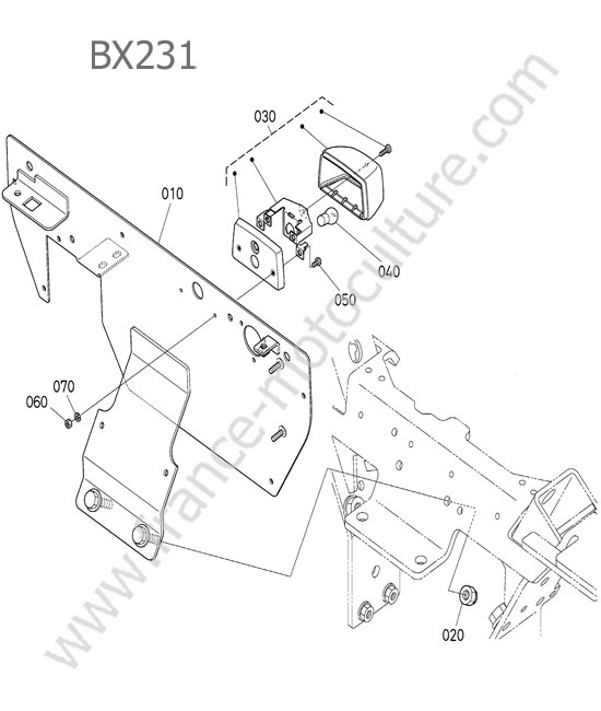 Feu - plaque immatriculation KUBOTA BX231