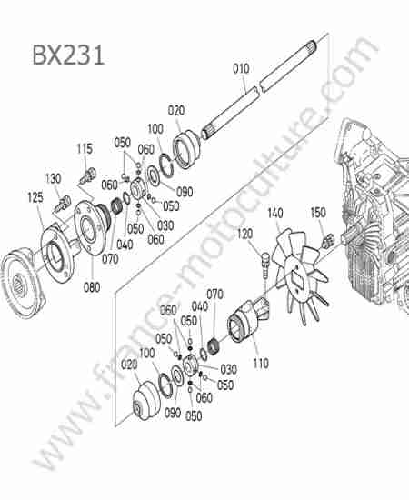 KUBOTA - BX231 : Arbre transmission moteur/hst