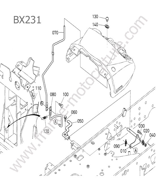 Levier commande avancement KUBOTA BX231