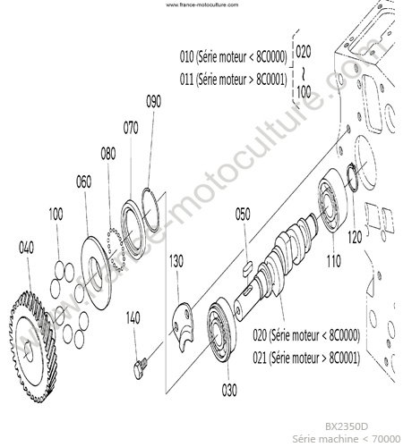 Arbre pompe KUBOTA BX2350