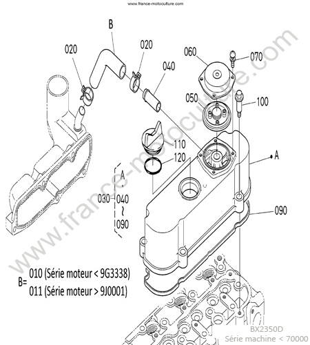 Couvre culasse KUBOTA BX2350