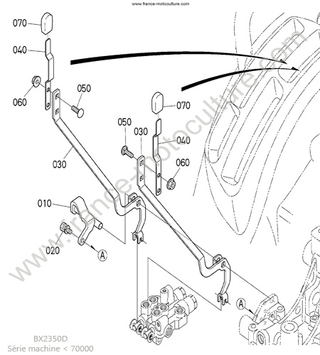 Levier distributeur aux. KUBOTA BX2350
